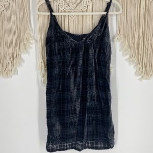 3/$30! Wild Honey Plaid Velvet V-Neck Mini Slip Dress Sleeveless 90s